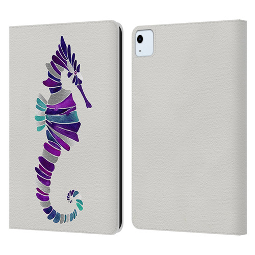 Cat Coquillette Sea Seahorse Purple Leather Book Wallet Case Cover For Apple iPad Air 2020 / 2022