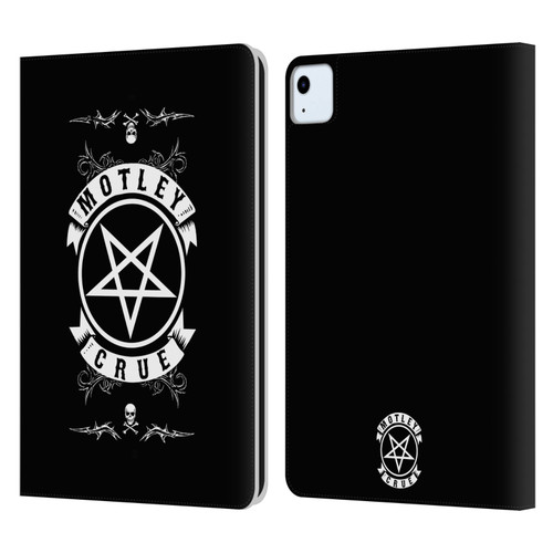 Motley Crue Logos Pentagram And Skull Leather Book Wallet Case Cover For Apple iPad Air 2020 / 2022