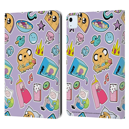 Adventure Time Graphics Icons Leather Book Wallet Case Cover For Apple iPad Air 2020 / 2022