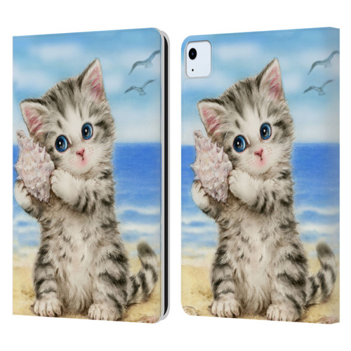 Kayomi Harai Animals And Fantasy Seashell Kitten At Beach Leather Book Wallet Case Cover For Apple iPad Air 2020 / 2022