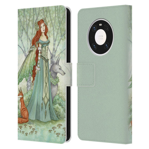 Amy Brown Magical Fairies Woodland Fairy With Fox & Wolf Leather Book Wallet Case Cover For Huawei Mate 40 Pro 5G