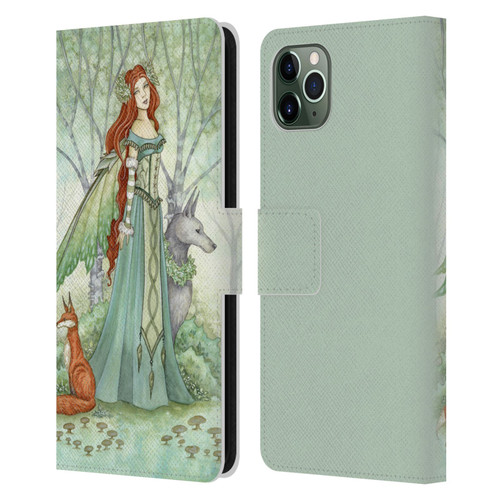 Amy Brown Magical Fairies Woodland Fairy With Fox & Wolf Leather Book Wallet Case Cover For Apple iPhone 11 Pro Max