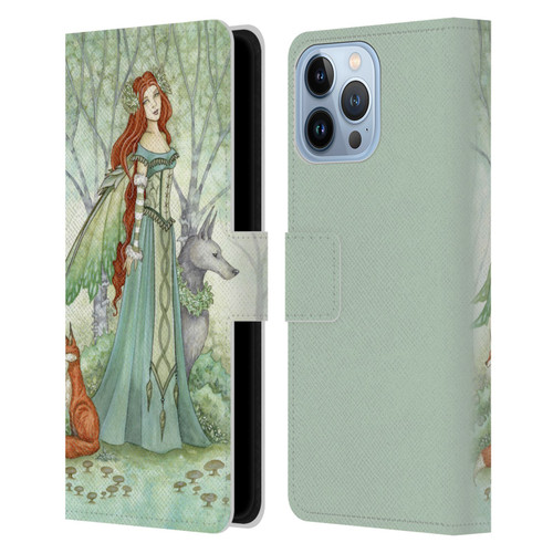 Amy Brown Magical Fairies Woodland Fairy With Fox & Wolf Leather Book Wallet Case Cover For Apple iPhone 13 Pro Max