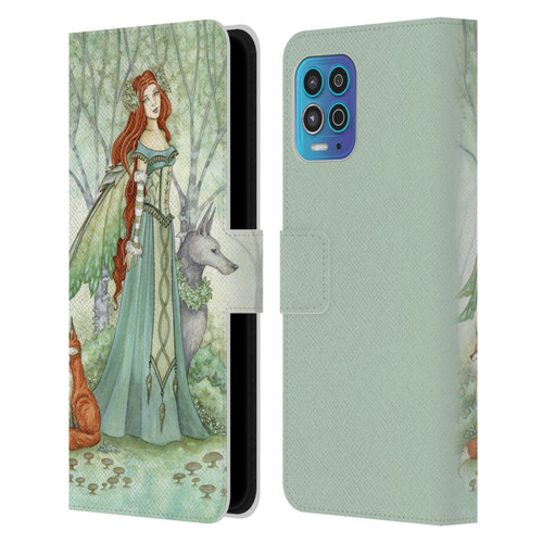 Amy Brown Magical Fairies Woodland Fairy With Fox & Wolf Leather Book Wallet Case Cover For Motorola Moto G100