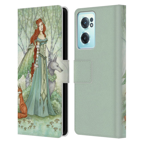 Amy Brown Magical Fairies Woodland Fairy With Fox & Wolf Leather Book Wallet Case Cover For OnePlus Nord CE 2 5G