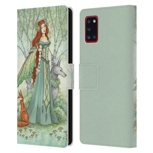 Amy Brown Magical Fairies Woodland Fairy With Fox & Wolf Leather Book Wallet Case Cover For Samsung Galaxy A31 (2020)