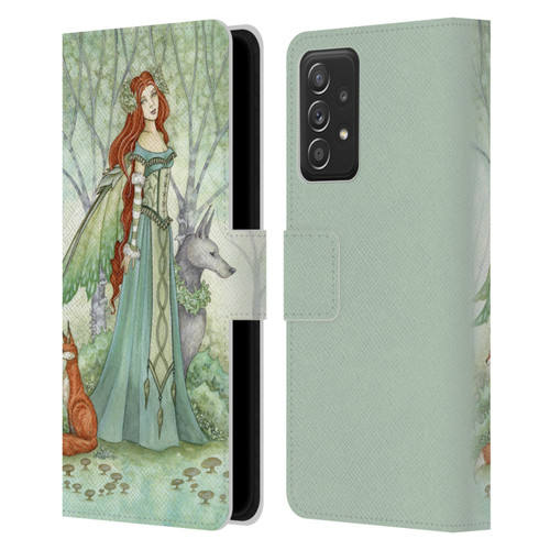 Amy Brown Magical Fairies Woodland Fairy With Fox & Wolf Leather Book Wallet Case Cover For Samsung Galaxy A52 / A52s / 5G (2021)