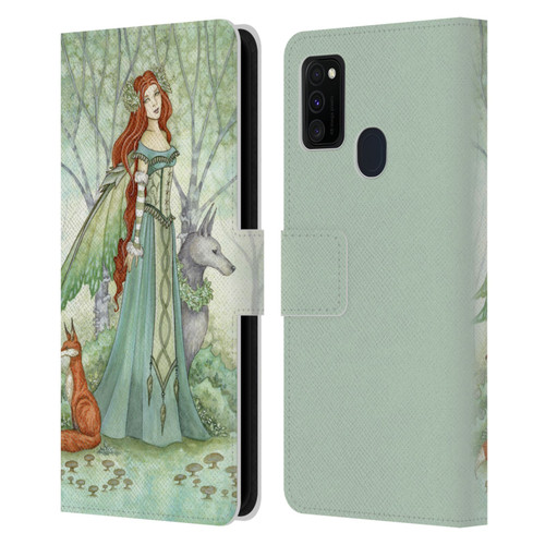 Amy Brown Magical Fairies Woodland Fairy With Fox & Wolf Leather Book Wallet Case Cover For Samsung Galaxy M30s (2019)/M21 (2020)