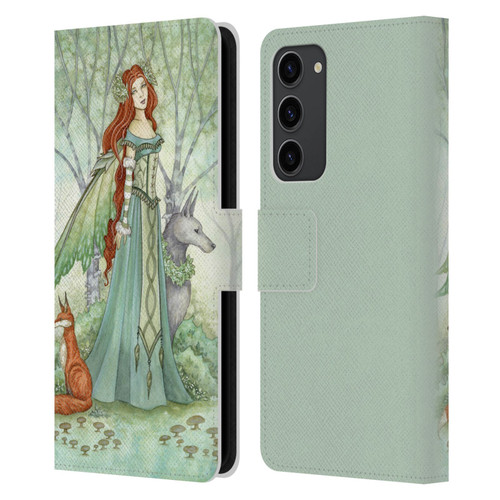 Amy Brown Magical Fairies Woodland Fairy With Fox & Wolf Leather Book Wallet Case Cover For Samsung Galaxy S23+ 5G