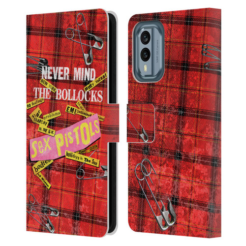 Sex Pistols Band Art Tartan Print Song Art Leather Book Wallet Case Cover For Nokia X30