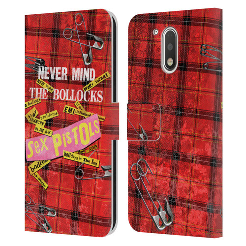 Sex Pistols Band Art Tartan Print Song Art Leather Book Wallet Case Cover For Motorola Moto G41