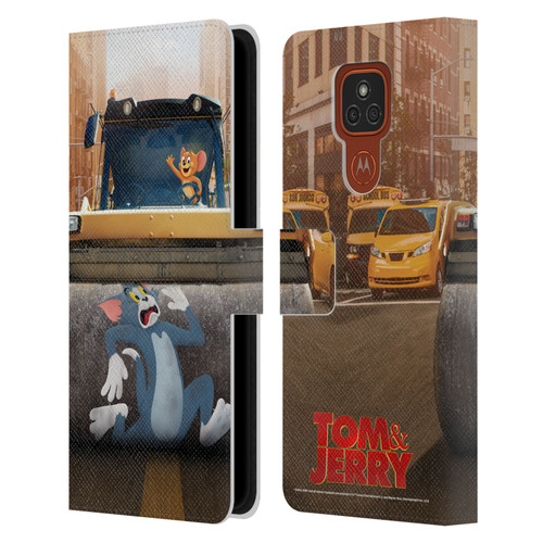 Tom And Jerry Movie (2021) Graphics Rolling Leather Book Wallet Case Cover For Motorola Moto E7 Plus