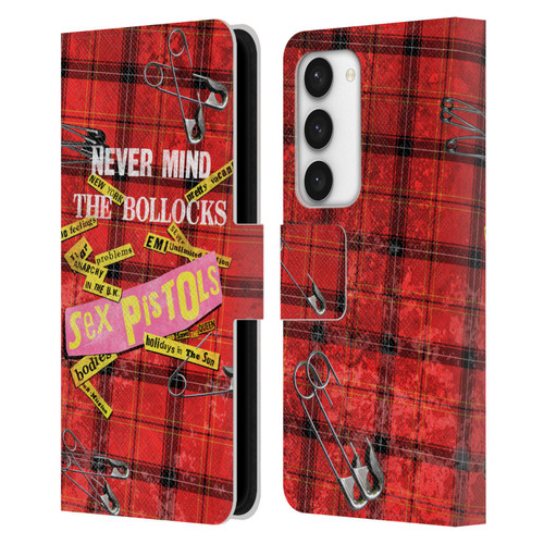Sex Pistols Band Art Tartan Print Song Art Leather Book Wallet Case Cover For Samsung Galaxy S23 5G