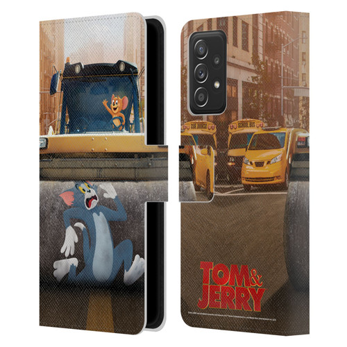 Tom And Jerry Movie (2021) Graphics Rolling Leather Book Wallet Case Cover For Samsung Galaxy A52 / A52s / 5G (2021)