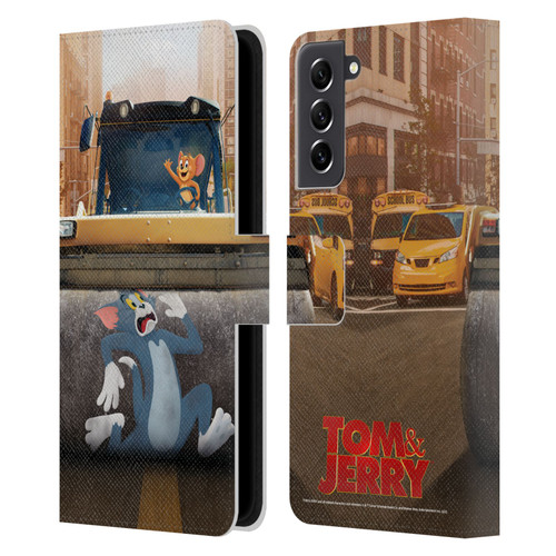 Tom And Jerry Movie (2021) Graphics Rolling Leather Book Wallet Case Cover For Samsung Galaxy S21 FE 5G