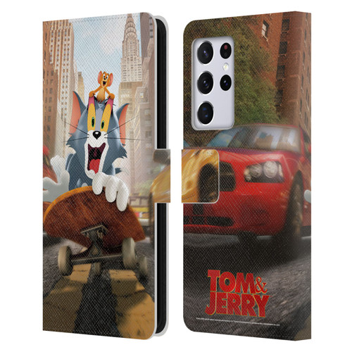 Tom And Jerry Movie (2021) Graphics Best Of Enemies Leather Book Wallet Case Cover For Samsung Galaxy S21 Ultra 5G
