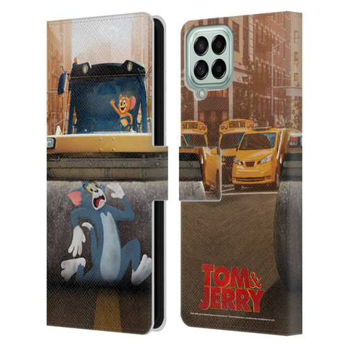 Tom And Jerry Movie (2021) Graphics Rolling Leather Book Wallet Case Cover For Samsung Galaxy M33 (2022)
