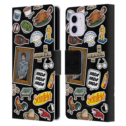 Seinfeld Graphics Sticker Collage Leather Book Wallet Case Cover For Apple iPhone 11