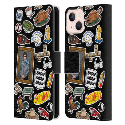Seinfeld Graphics Sticker Collage Leather Book Wallet Case Cover For Apple iPhone 13