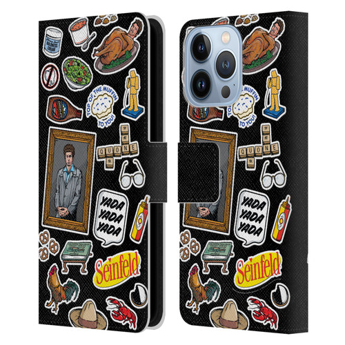 Seinfeld Graphics Sticker Collage Leather Book Wallet Case Cover For Apple iPhone 13 Pro