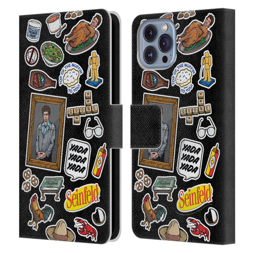 Seinfeld Graphics Sticker Collage Leather Book Wallet Case Cover For Apple iPhone 14
