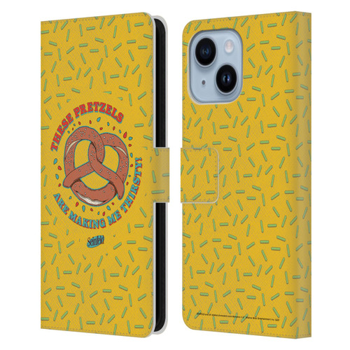 Seinfeld Graphics These Pretzels Leather Book Wallet Case Cover For Apple iPhone 14 Plus