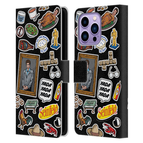 Seinfeld Graphics Sticker Collage Leather Book Wallet Case Cover For Apple iPhone 14 Pro Max