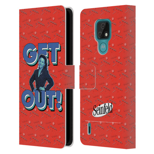 Seinfeld Graphics Get Out! Leather Book Wallet Case Cover For Motorola Moto E7