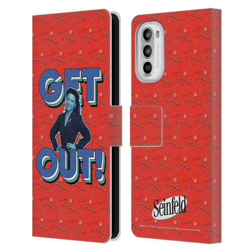 Seinfeld Graphics Get Out! Leather Book Wallet Case Cover For Motorola Moto G52