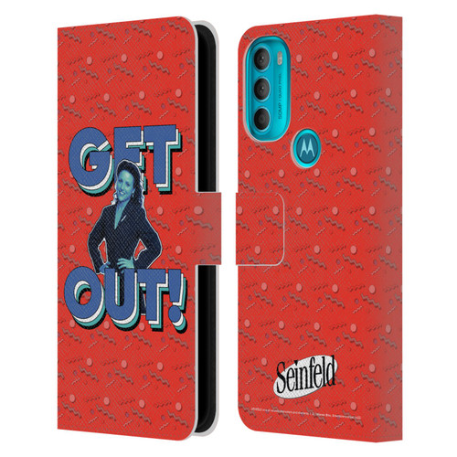 Seinfeld Graphics Get Out! Leather Book Wallet Case Cover For Motorola Moto G71 5G