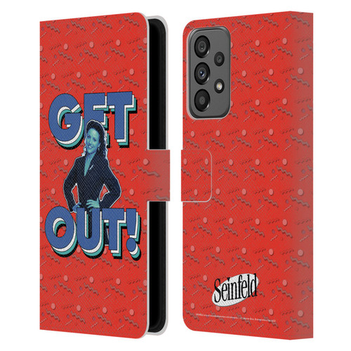Seinfeld Graphics Get Out! Leather Book Wallet Case Cover For Samsung Galaxy A73 5G (2022)
