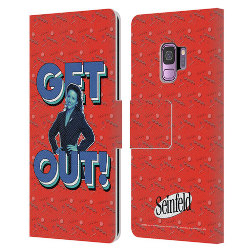 Seinfeld Graphics Get Out! Leather Book Wallet Case Cover For Samsung Galaxy S9