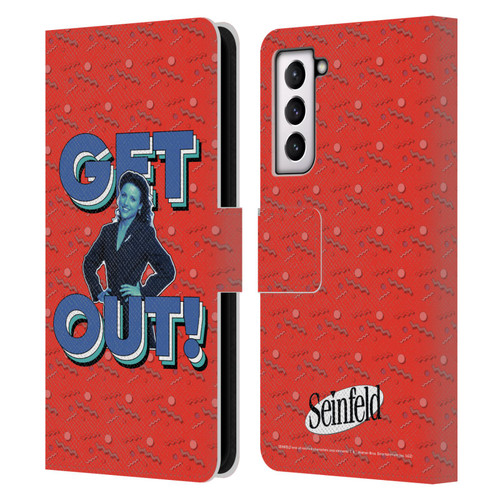 Seinfeld Graphics Get Out! Leather Book Wallet Case Cover For Samsung Galaxy S21 5G