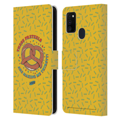 Seinfeld Graphics These Pretzels Leather Book Wallet Case Cover For Samsung Galaxy M30s (2019)/M21 (2020)