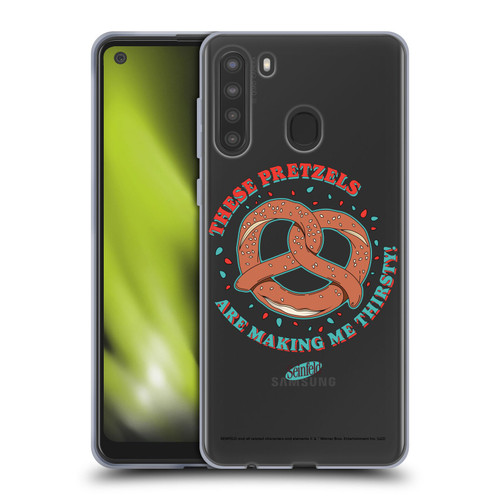 Seinfeld Graphics These Pretzels Soft Gel Case for Samsung Galaxy A21 (2020)