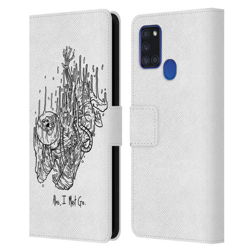 Matt Bailey Art Alas I Must Go Leather Book Wallet Case Cover For Samsung Galaxy A21s (2020)