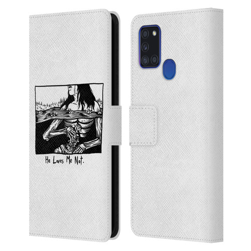 Matt Bailey Art Loves Me Not Leather Book Wallet Case Cover For Samsung Galaxy A21s (2020)