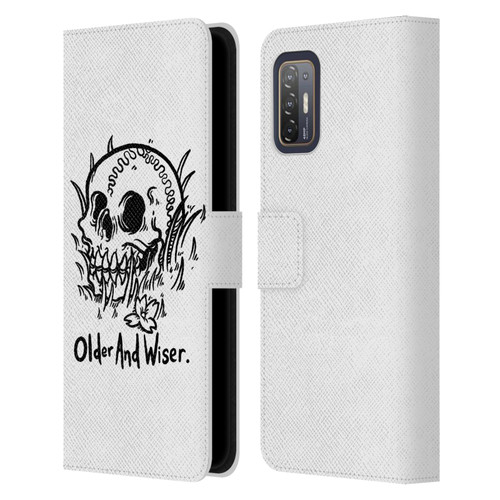 Matt Bailey Skull Older And Wiser Leather Book Wallet Case Cover For HTC Desire 21 Pro 5G