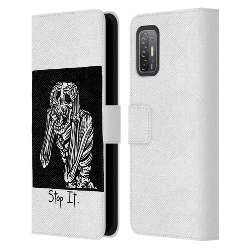 Matt Bailey Skull Stop It Leather Book Wallet Case Cover For HTC Desire 21 Pro 5G