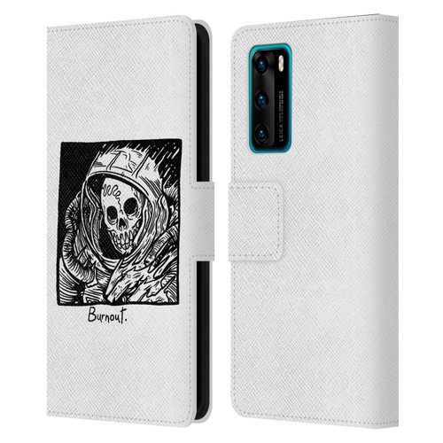 Matt Bailey Skull Burnout Leather Book Wallet Case Cover For Huawei P40 5G