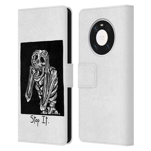 Matt Bailey Skull Stop It Leather Book Wallet Case Cover For Huawei Mate 40 Pro 5G