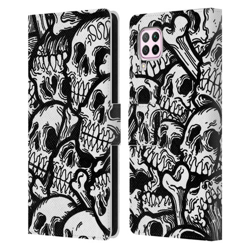 Matt Bailey Skull All Over Leather Book Wallet Case Cover For Huawei Nova 6 SE / P40 Lite