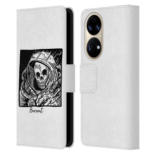 Matt Bailey Skull Burnout Leather Book Wallet Case Cover For Huawei P50