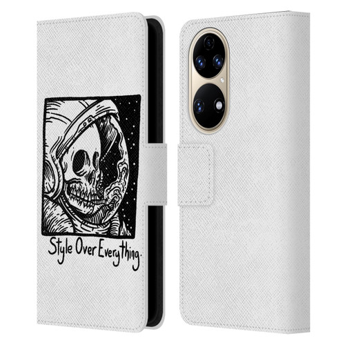 Matt Bailey Skull Style Over Everything Leather Book Wallet Case Cover For Huawei P50
