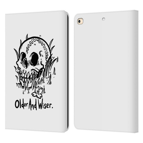 Matt Bailey Skull Older And Wiser Leather Book Wallet Case Cover For Apple iPad 9.7 2017 / iPad 9.7 2018