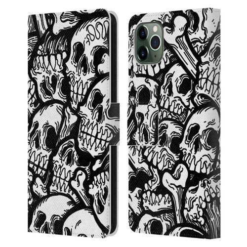 Matt Bailey Skull All Over Leather Book Wallet Case Cover For Apple iPhone 11 Pro Max