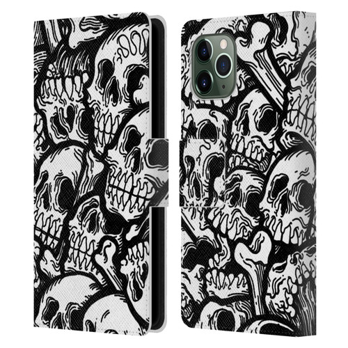 Matt Bailey Skull All Over Leather Book Wallet Case Cover For Apple iPhone 11 Pro