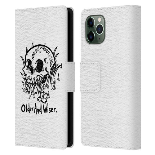 Matt Bailey Skull Older And Wiser Leather Book Wallet Case Cover For Apple iPhone 11 Pro