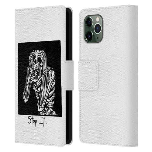 Matt Bailey Skull Stop It Leather Book Wallet Case Cover For Apple iPhone 11 Pro