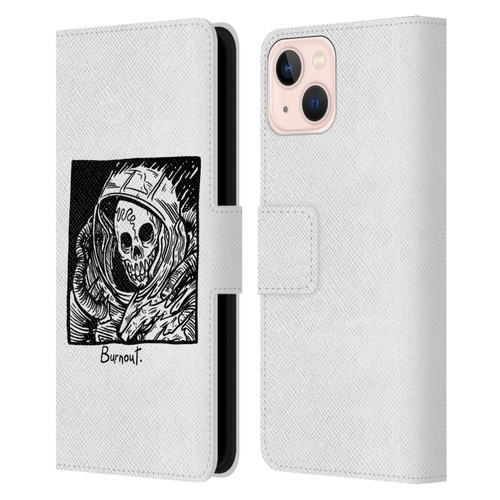 Matt Bailey Skull Burnout Leather Book Wallet Case Cover For Apple iPhone 13